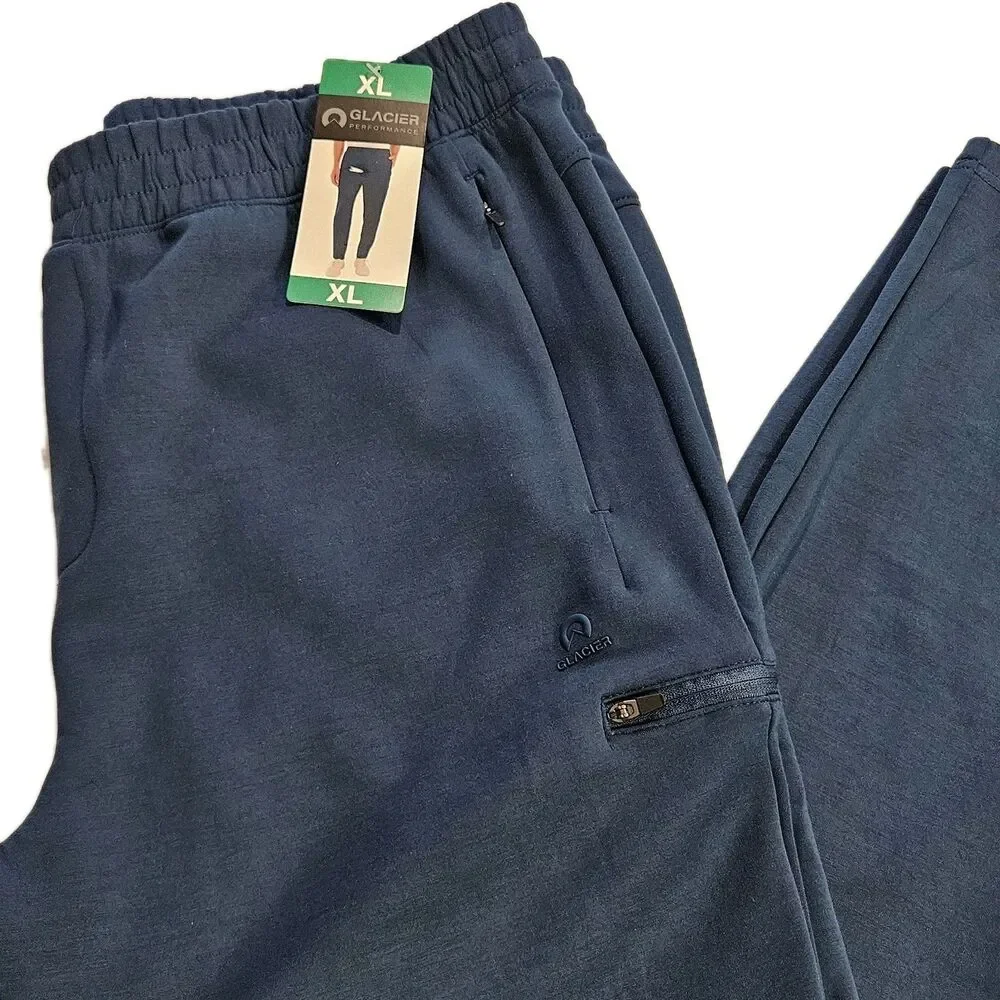 Glacier Men’s Active Sweat Pants /‎ Zippered Pockets / Color Real Navy / New